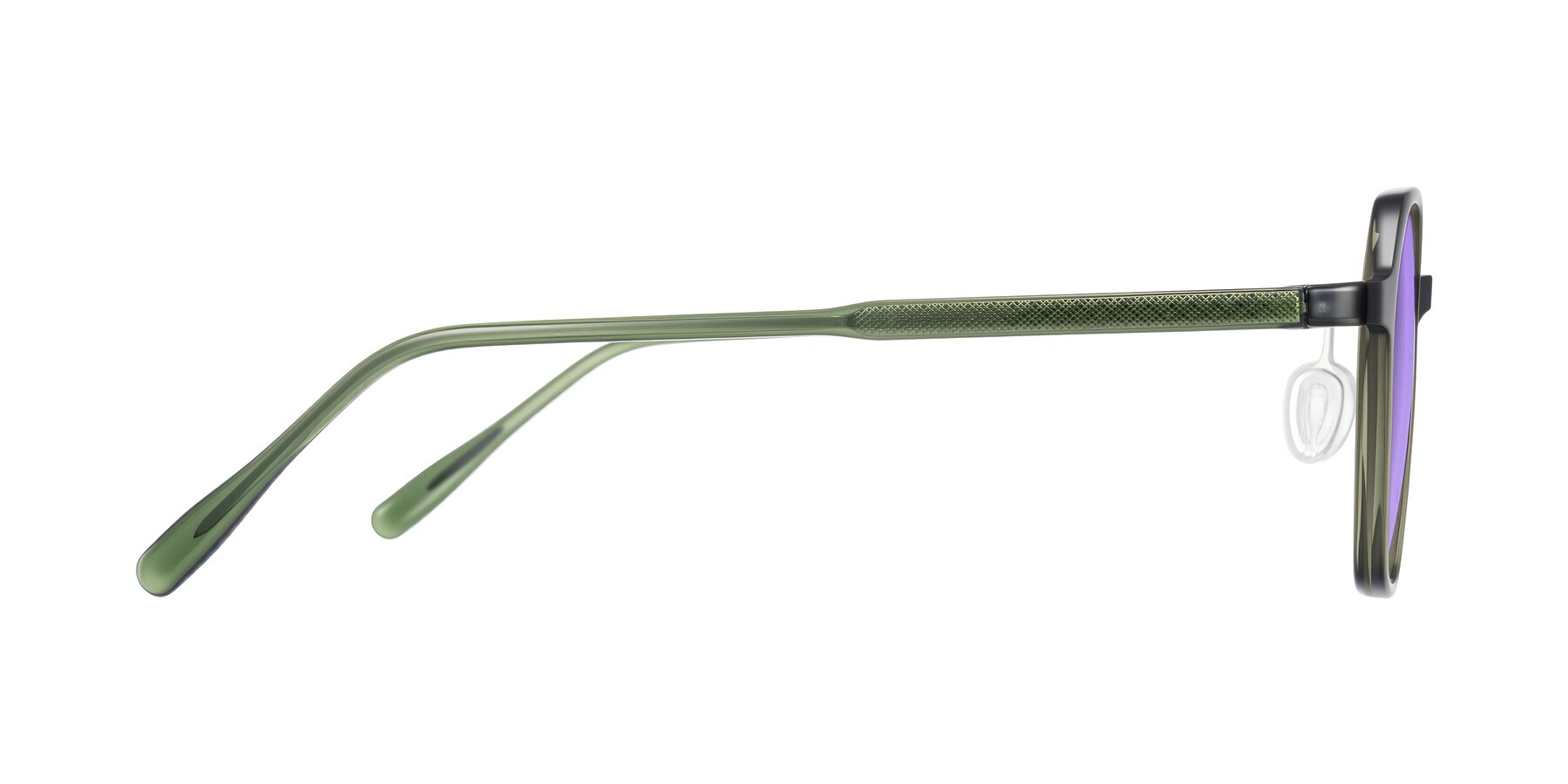Side of Alston in Dark Green with Medium Purple Tinted Lenses
