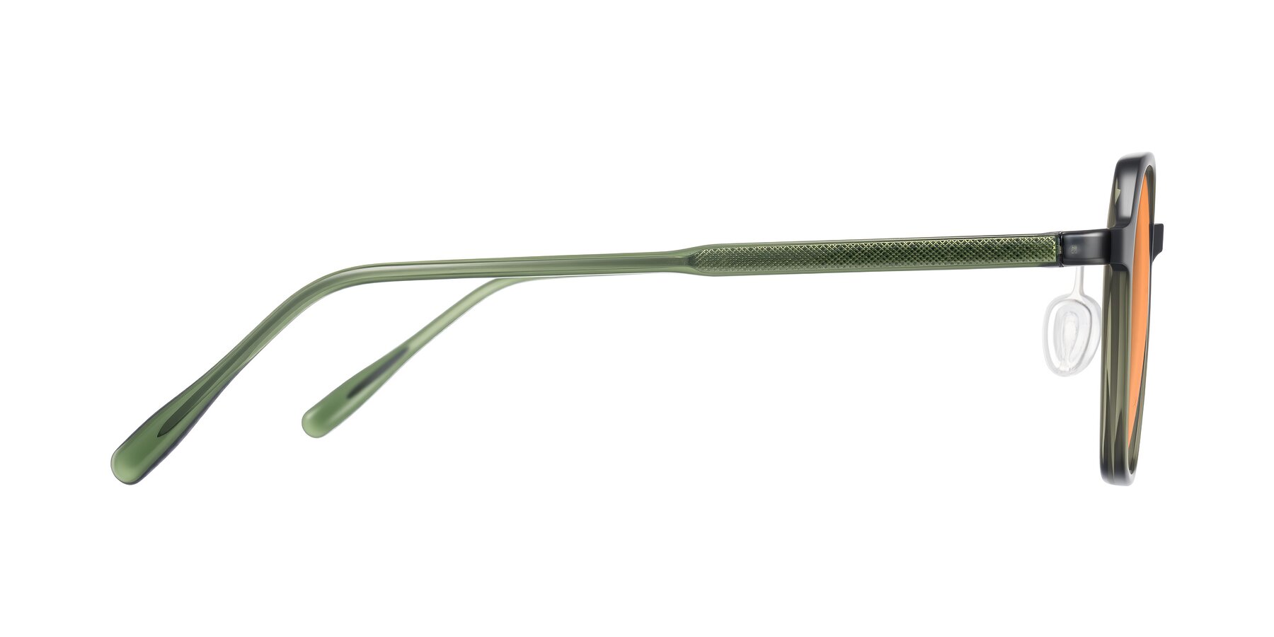Side of Alston in Dark Green with Medium Orange Tinted Lenses