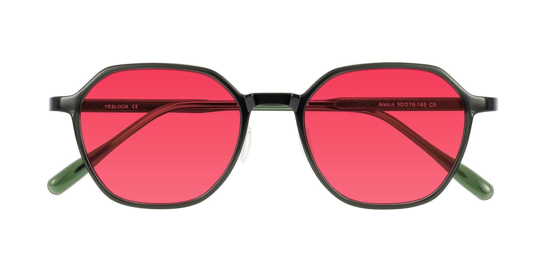 Folded Front of Alston in Dark Green with Red Tinted Lenses