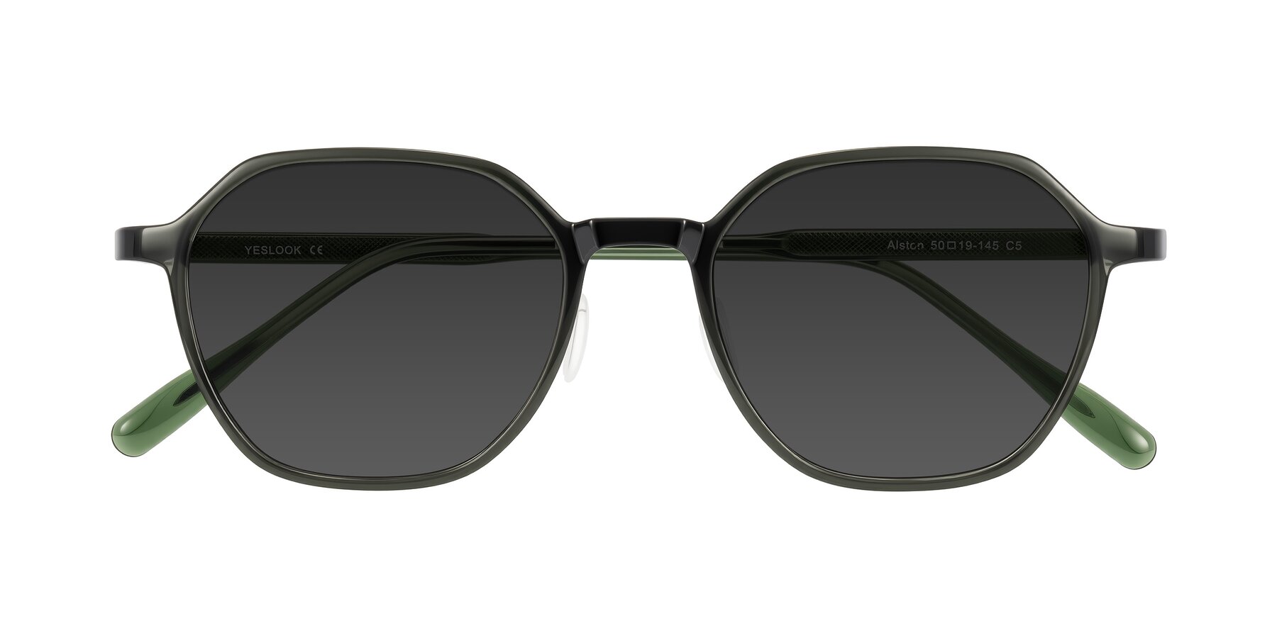 Folded Front of Alston in Dark Green with Gray Tinted Lenses