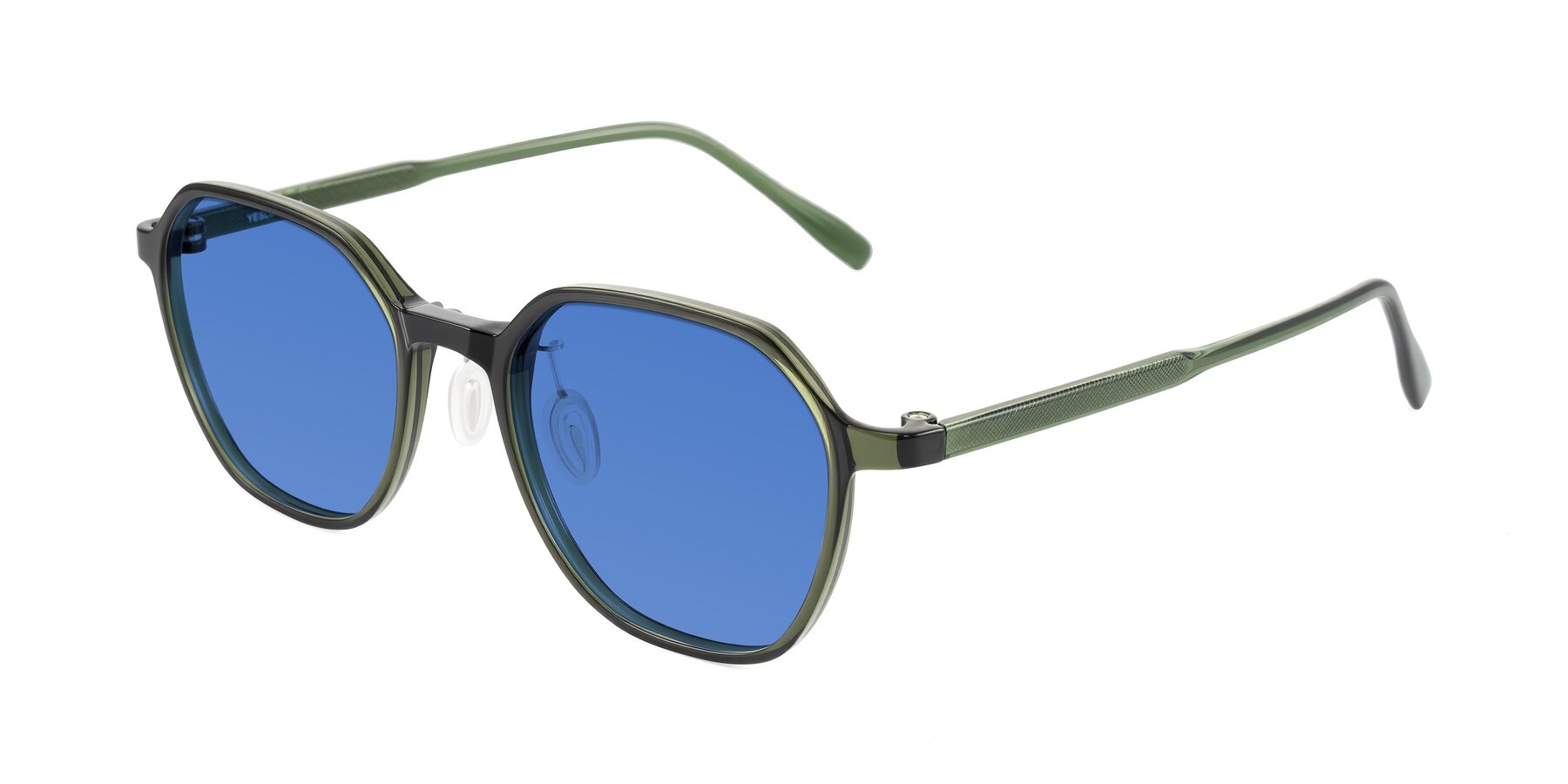 Angle of Alston in Dark Green with Blue Tinted Lenses