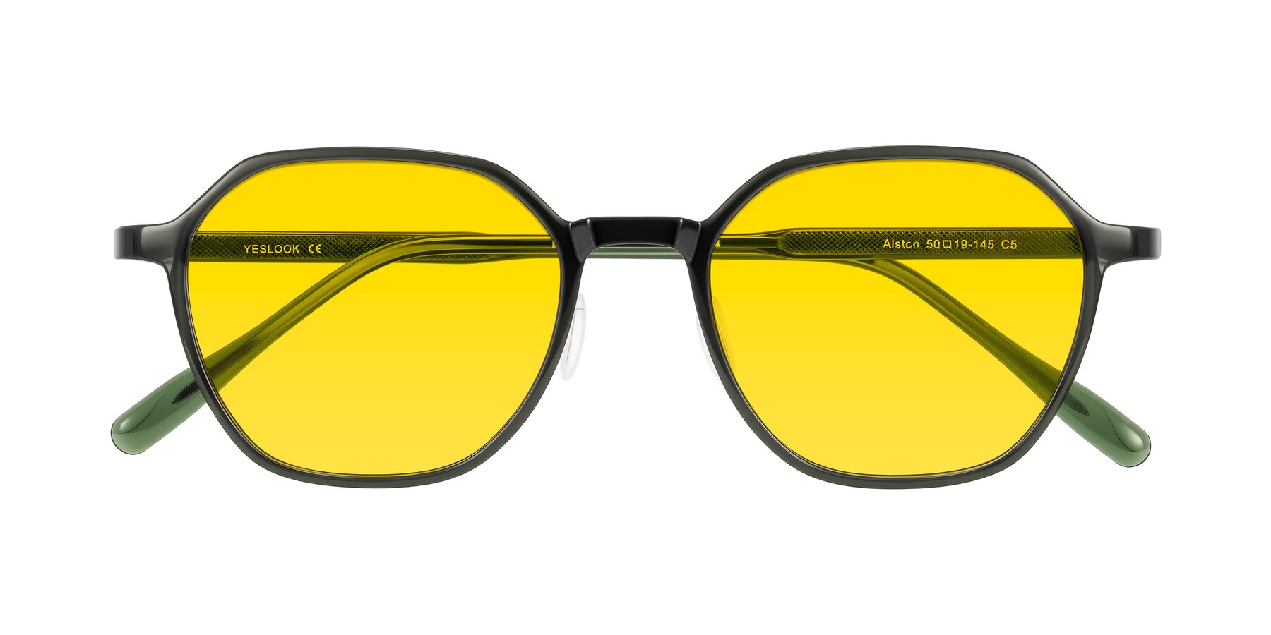 Folded Front of Alston in Dark Green with Yellow Tinted Lenses
