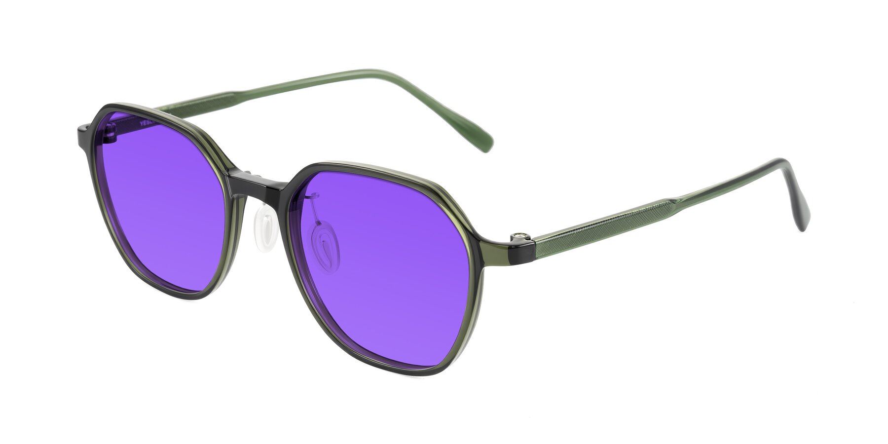 Angle of Alston in Dark Green with Purple Tinted Lenses