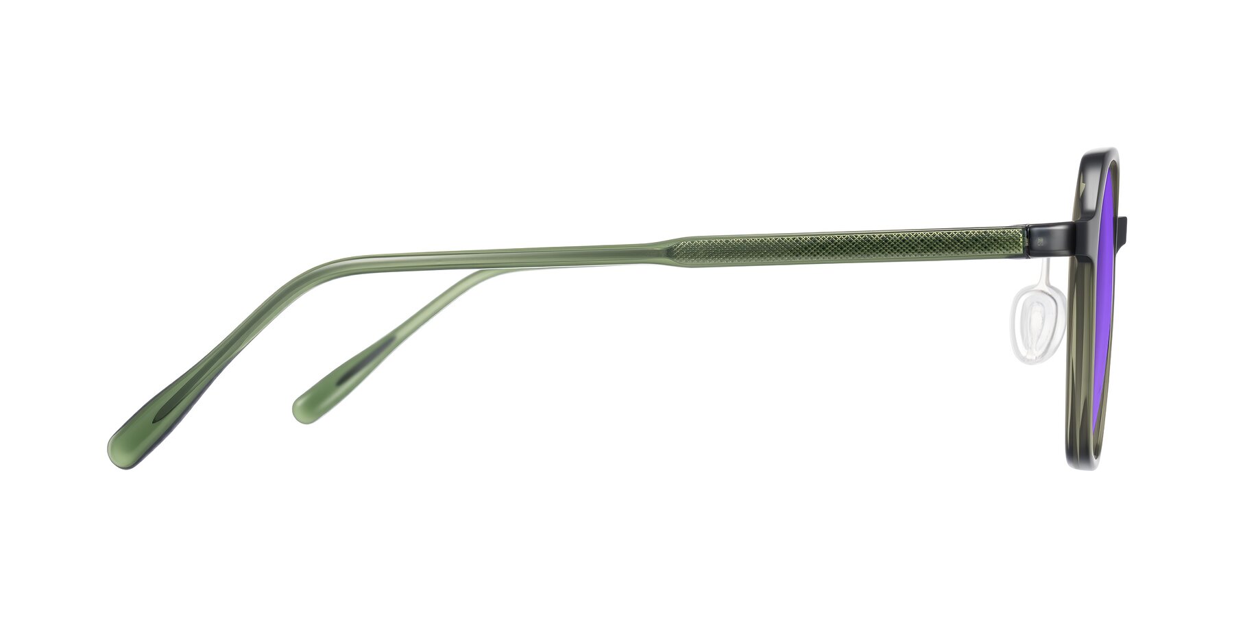 Side of Alston in Dark Green with Purple Tinted Lenses