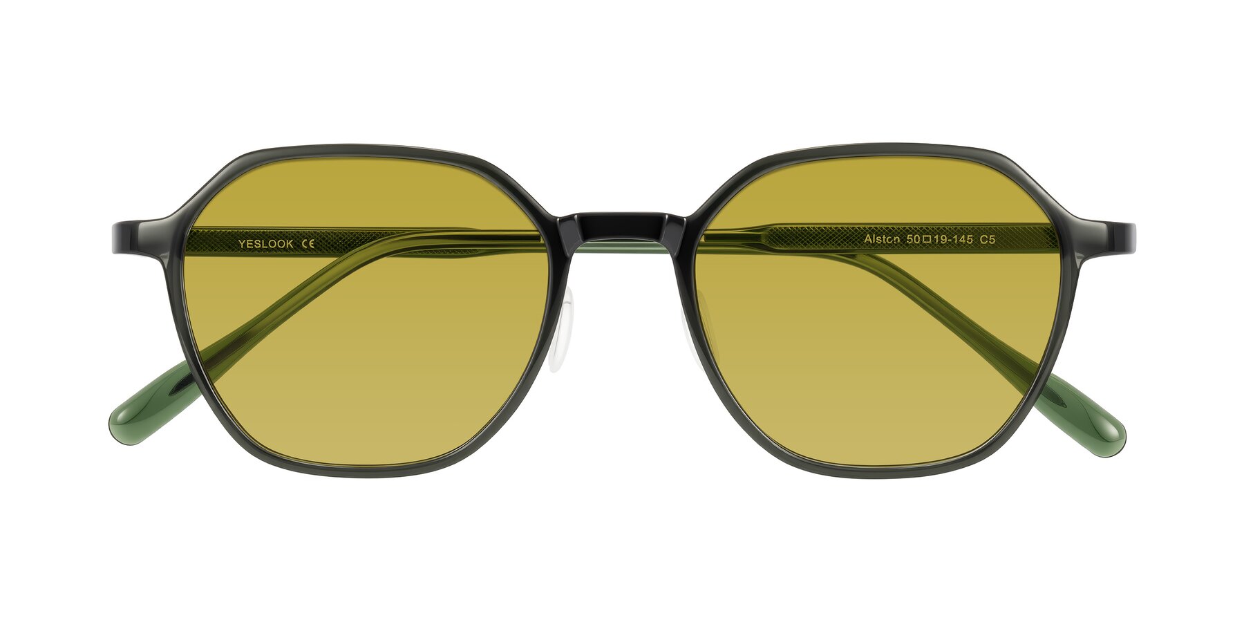 Folded Front of Alston in Dark Green with Champagne Tinted Lenses