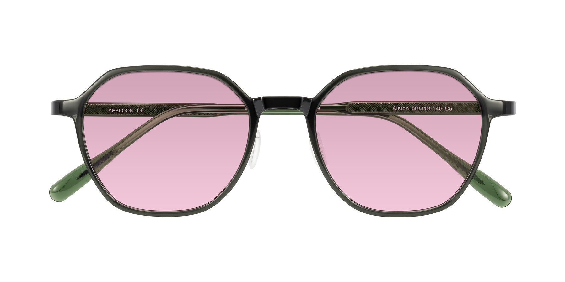 Folded Front of Alston in Dark Green with Light Wine Tinted Lenses