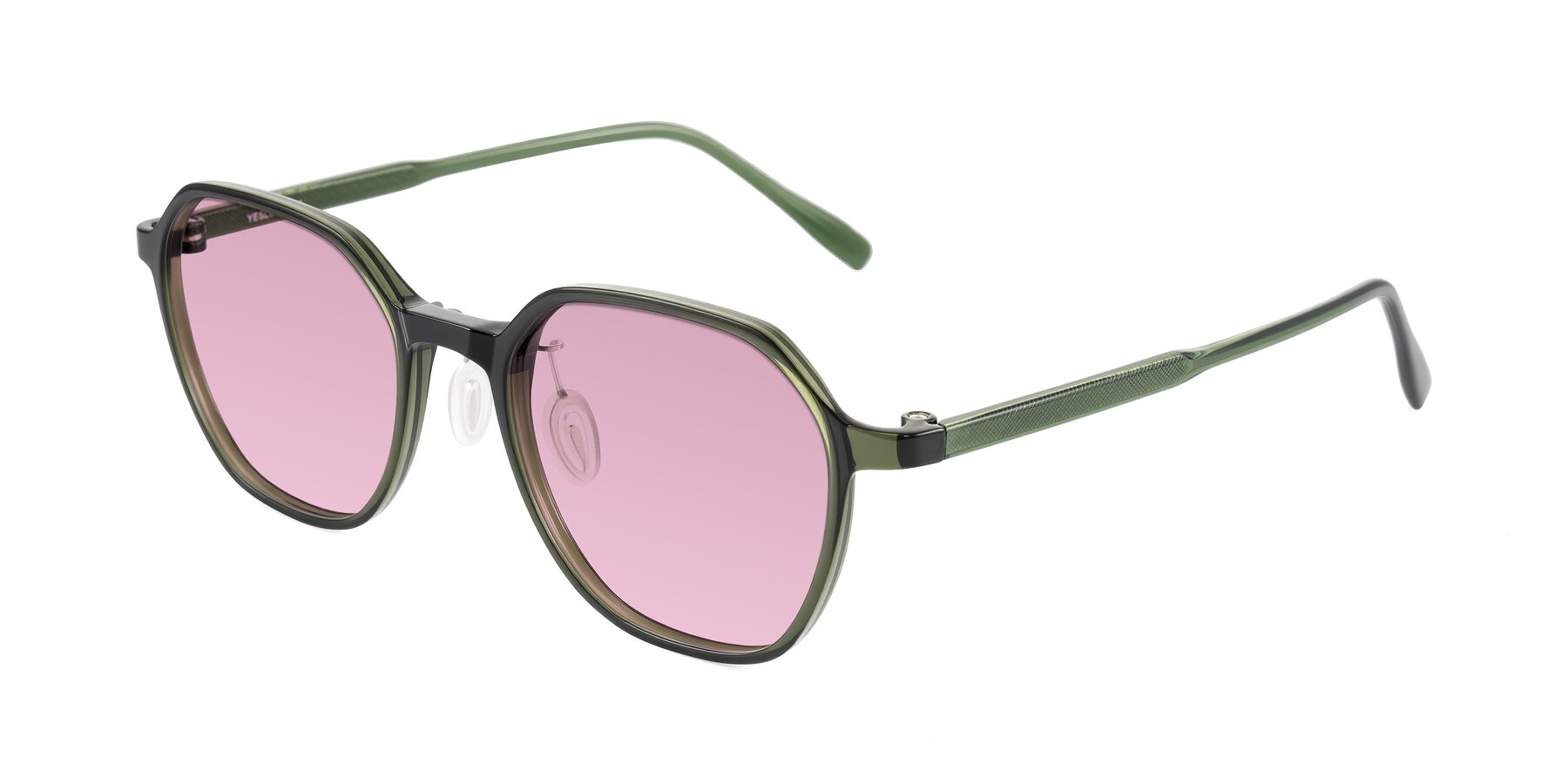 Angle of Alston in Dark Green with Light Wine Tinted Lenses