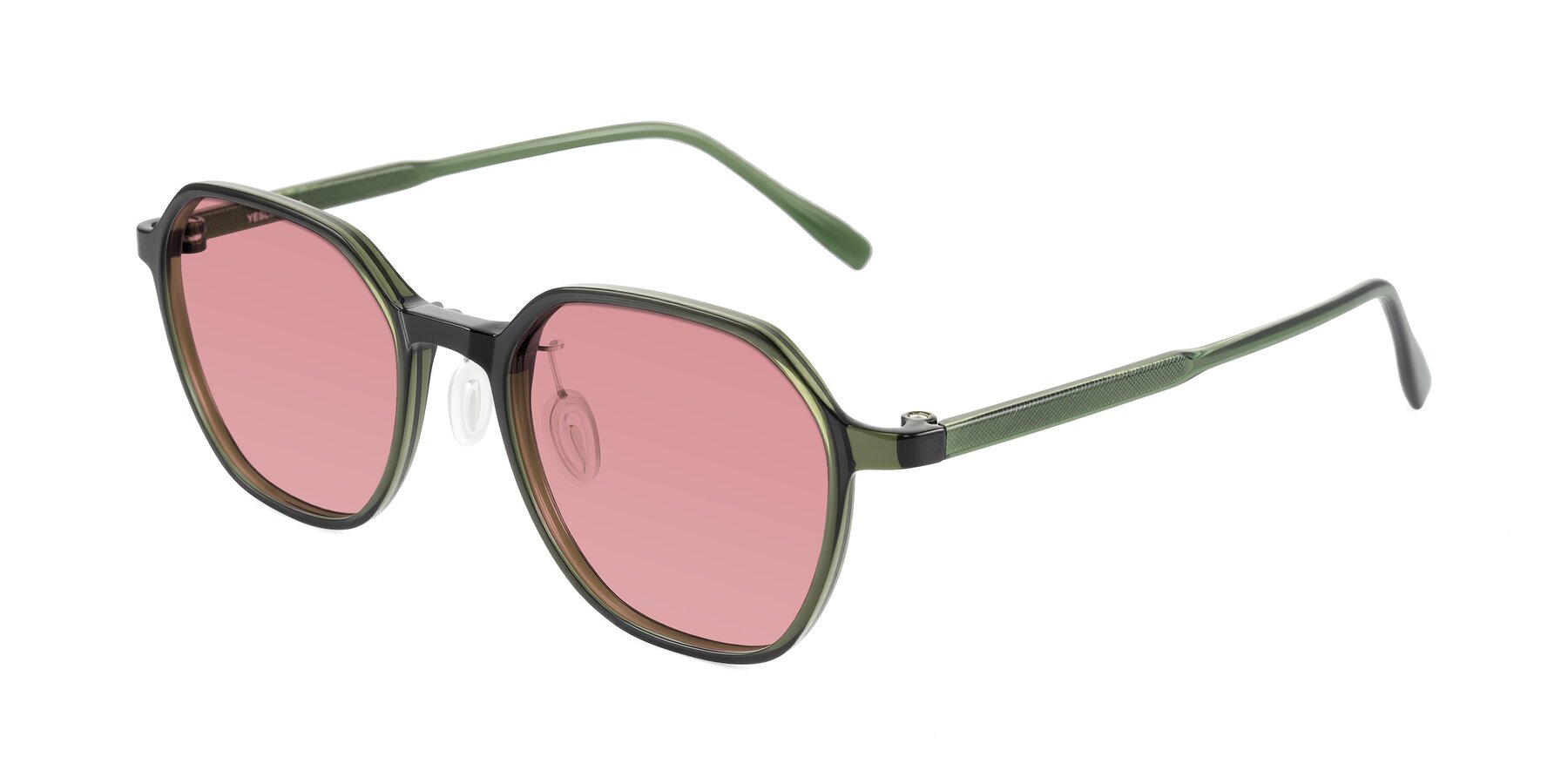 Angle of Alston in Dark Green with Medium Garnet Tinted Lenses