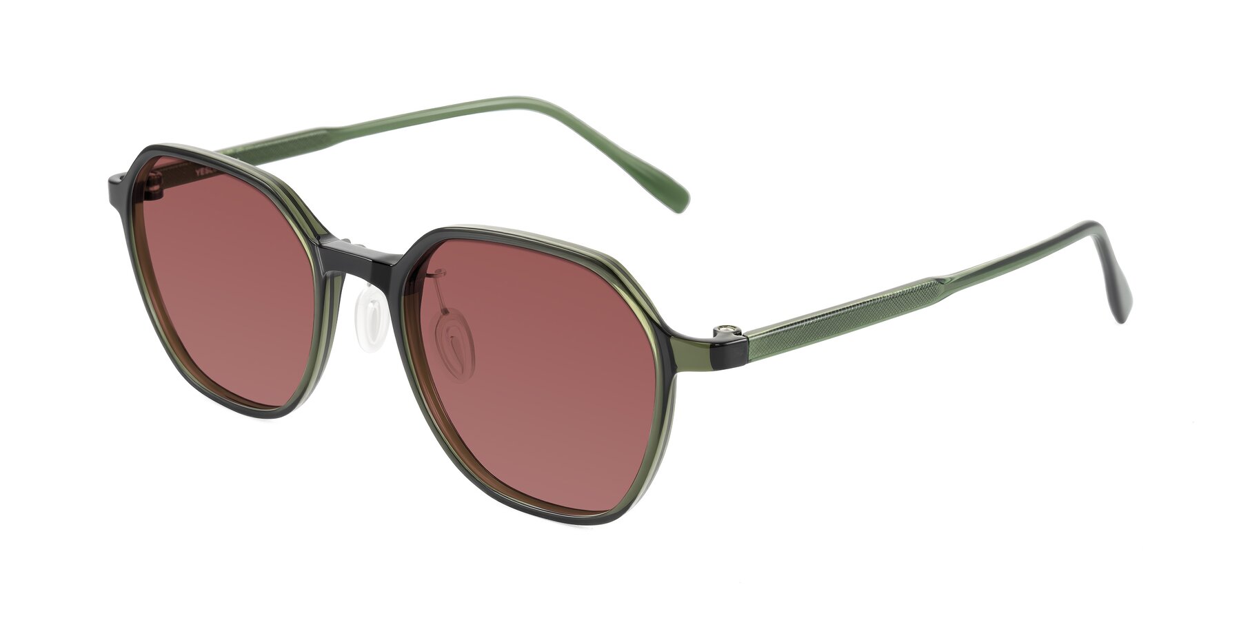 Angle of Alston in Dark Green with Garnet Tinted Lenses