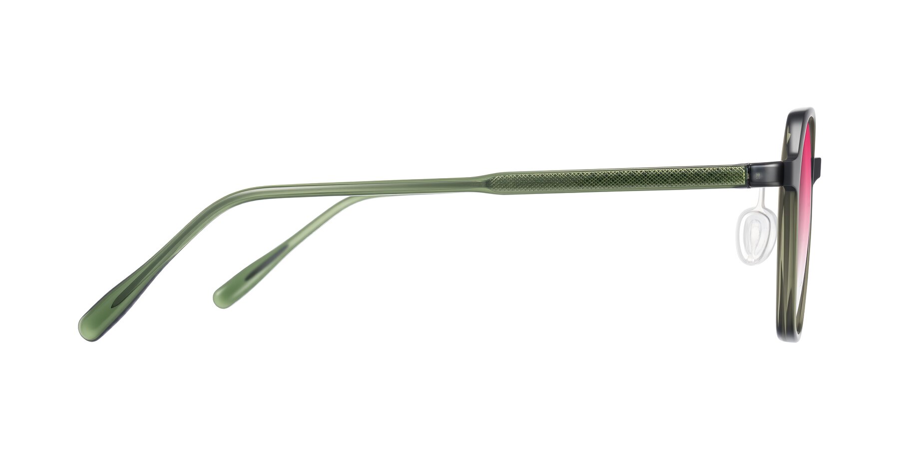 Side of Alston in Dark Green with Pink Gradient Lenses