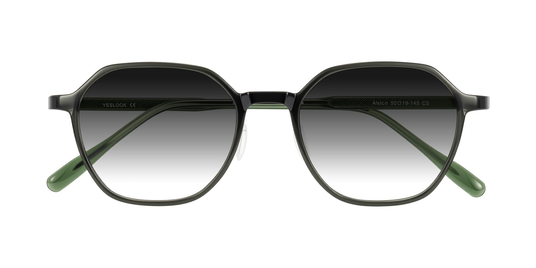 Folded Front of Alston in Dark Green with Gray Gradient Lenses