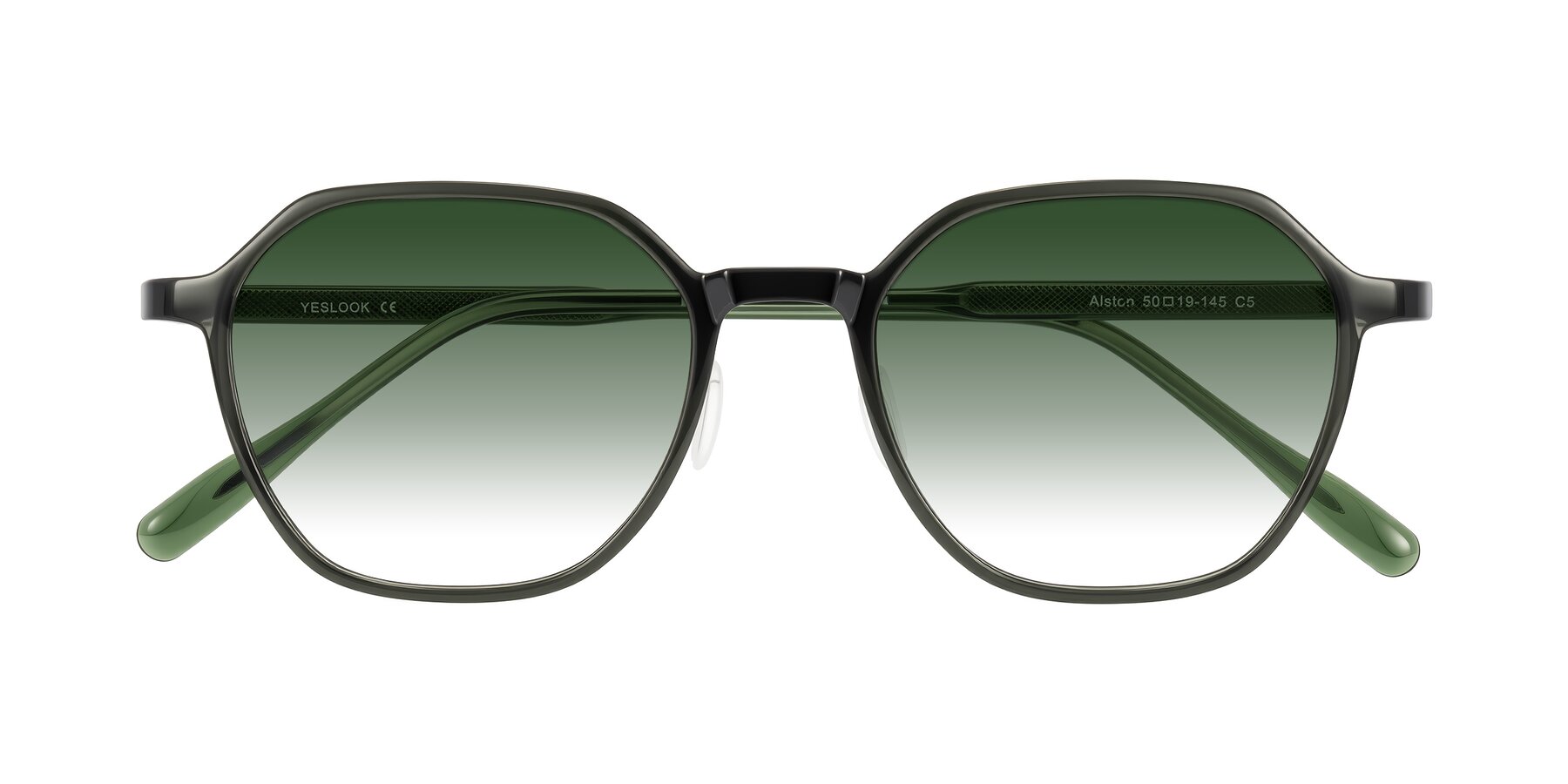 Folded Front of Alston in Dark Green with Green Gradient Lenses