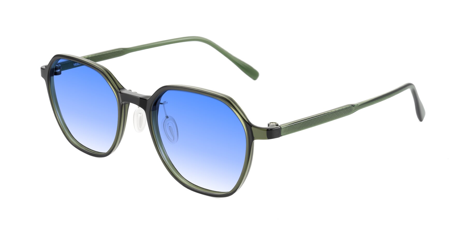 Angle of Alston in Dark Green with Blue Gradient Lenses