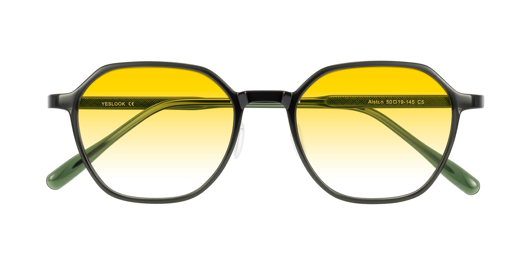 Folded Front of Alston in Dark Green with Yellow Gradient Lenses