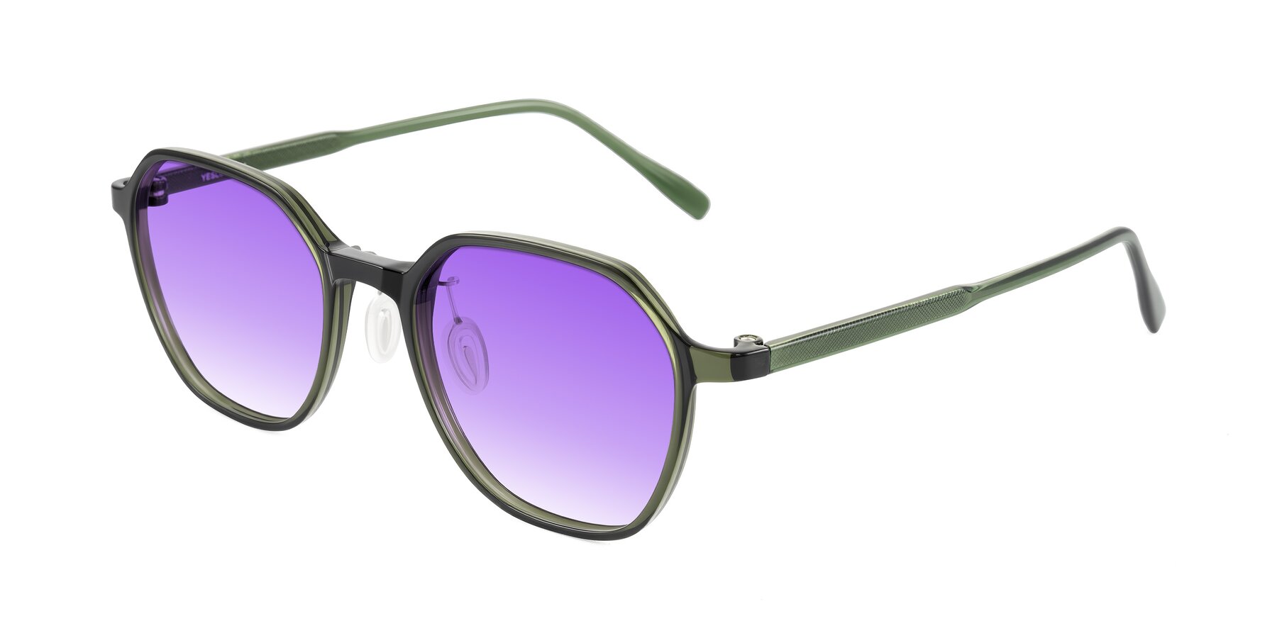 Angle of Alston in Dark Green with Purple Gradient Lenses