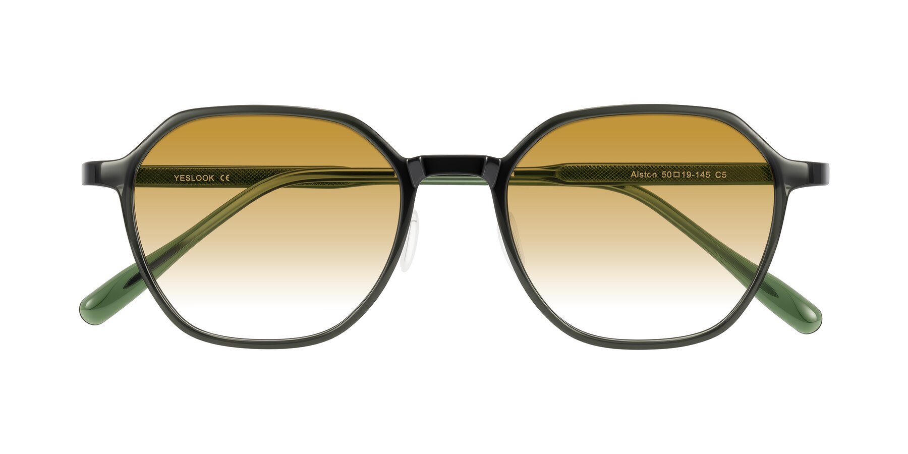 Folded Front of Alston in Dark Green with Champagne Gradient Lenses