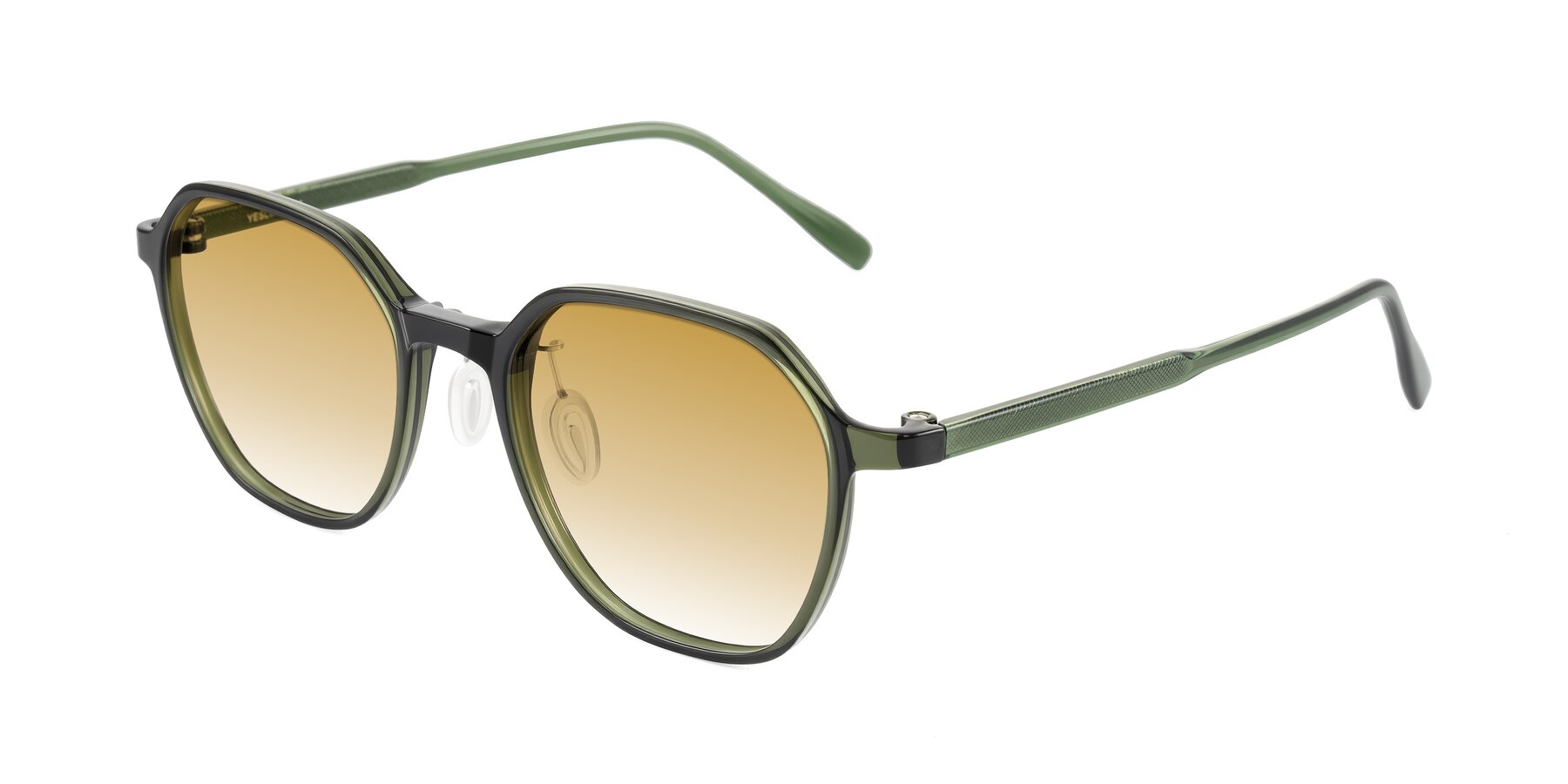 Angle of Alston in Dark Green with Champagne Gradient Lenses
