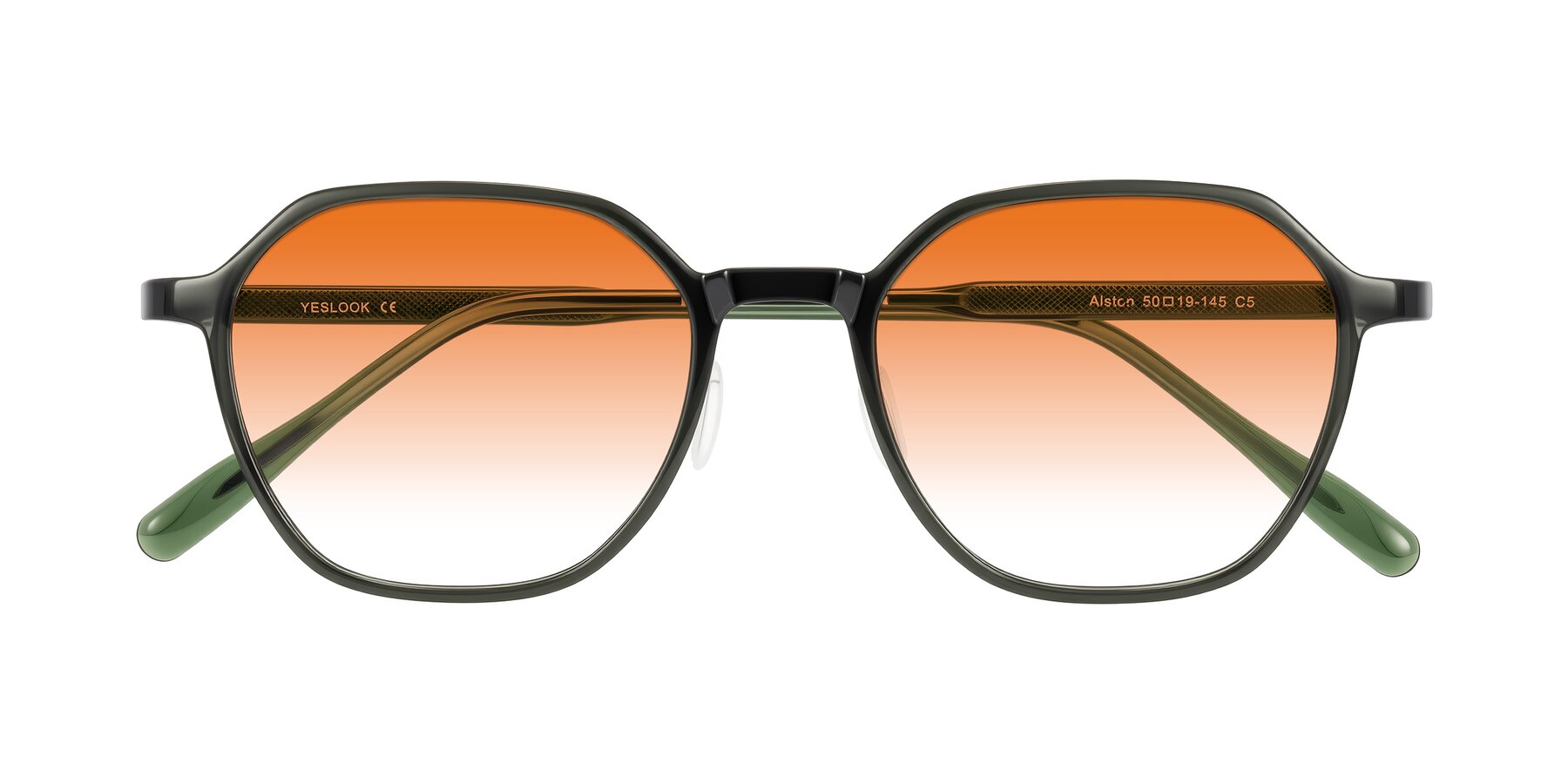 Folded Front of Alston in Dark Green with Orange Gradient Lenses