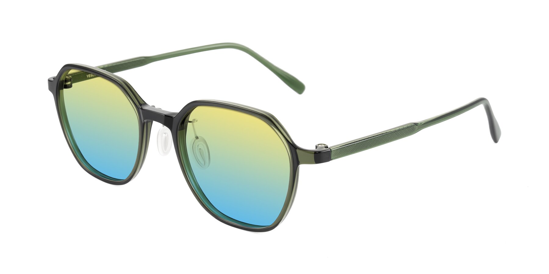 Angle of Alston in Dark Green with Yellow / Blue Gradient Lenses