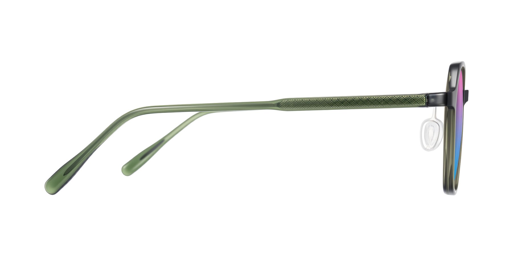 Side of Alston in Dark Green with Pink / Blue Gradient Lenses