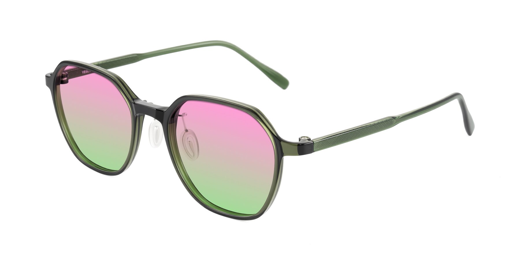 Angle of Alston in Dark Green with Pink / Green Gradient Lenses