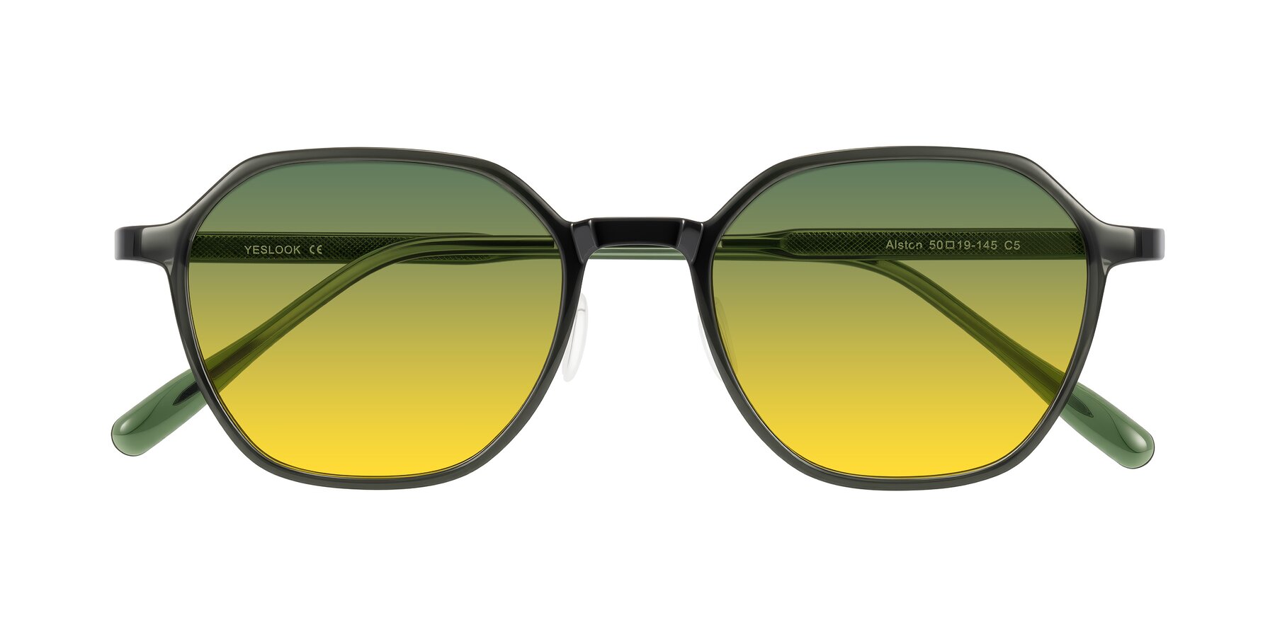 Folded Front of Alston in Dark Green with Green / Yellow Gradient Lenses