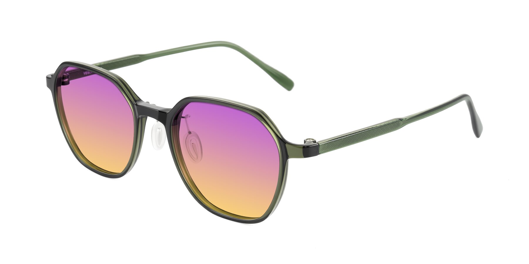 Angle of Alston in Dark Green with Purple / Yellow Gradient Lenses