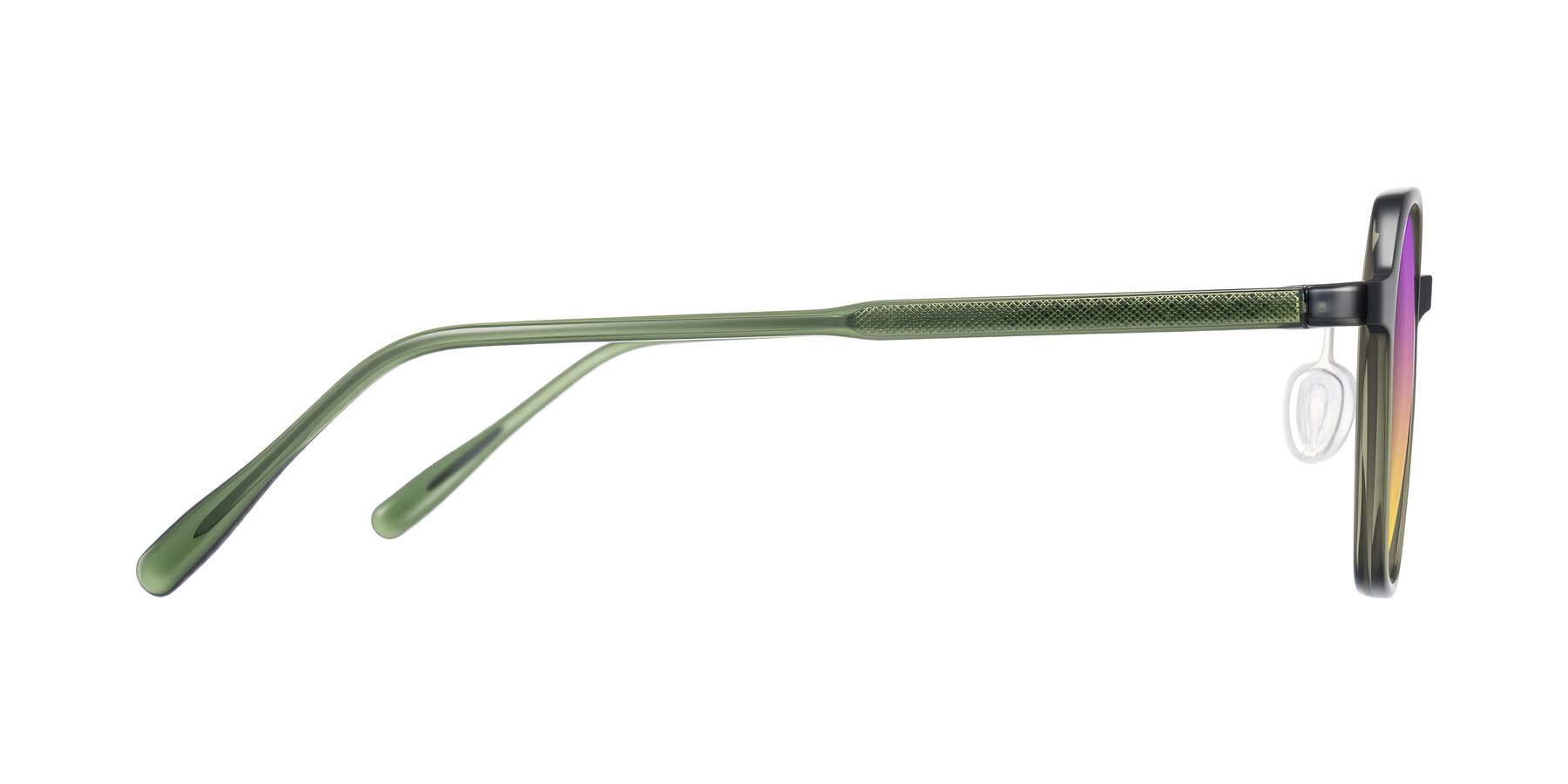 Side of Alston in Dark Green with Purple / Yellow Gradient Lenses