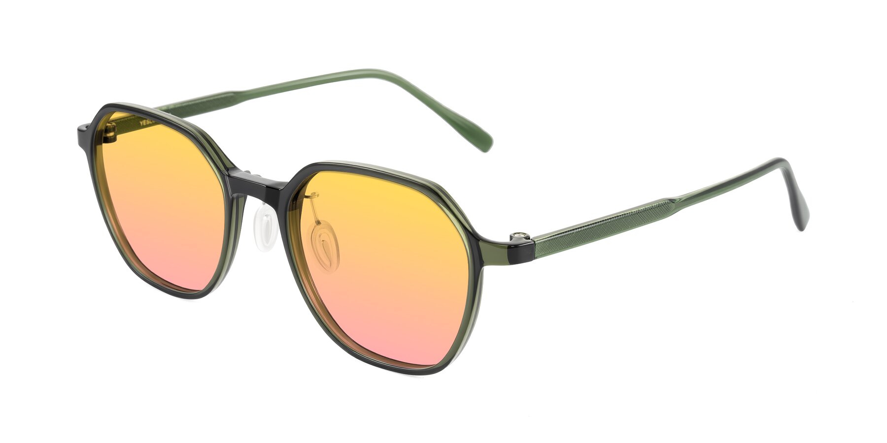 Angle of Alston in Dark Green with Yellow / Pink Gradient Lenses