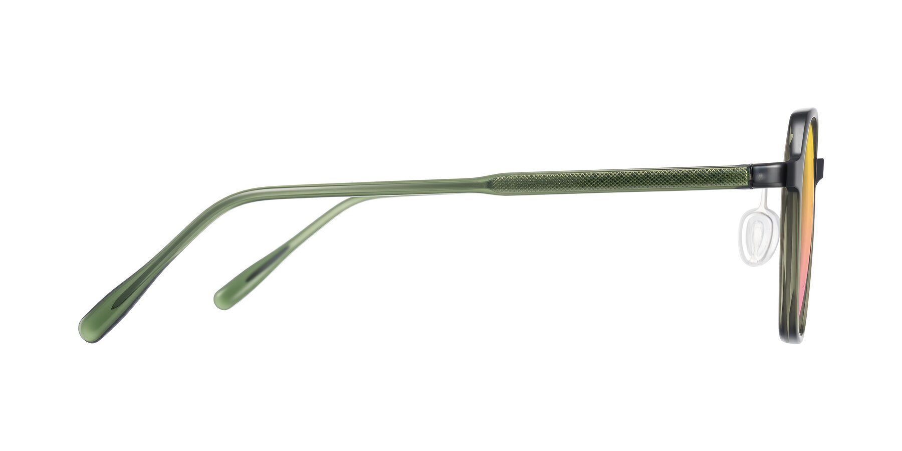 Side of Alston in Dark Green with Yellow / Pink Gradient Lenses