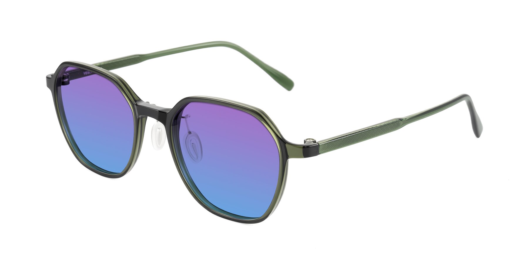 Angle of Alston in Dark Green with Purple / Blue Gradient Lenses