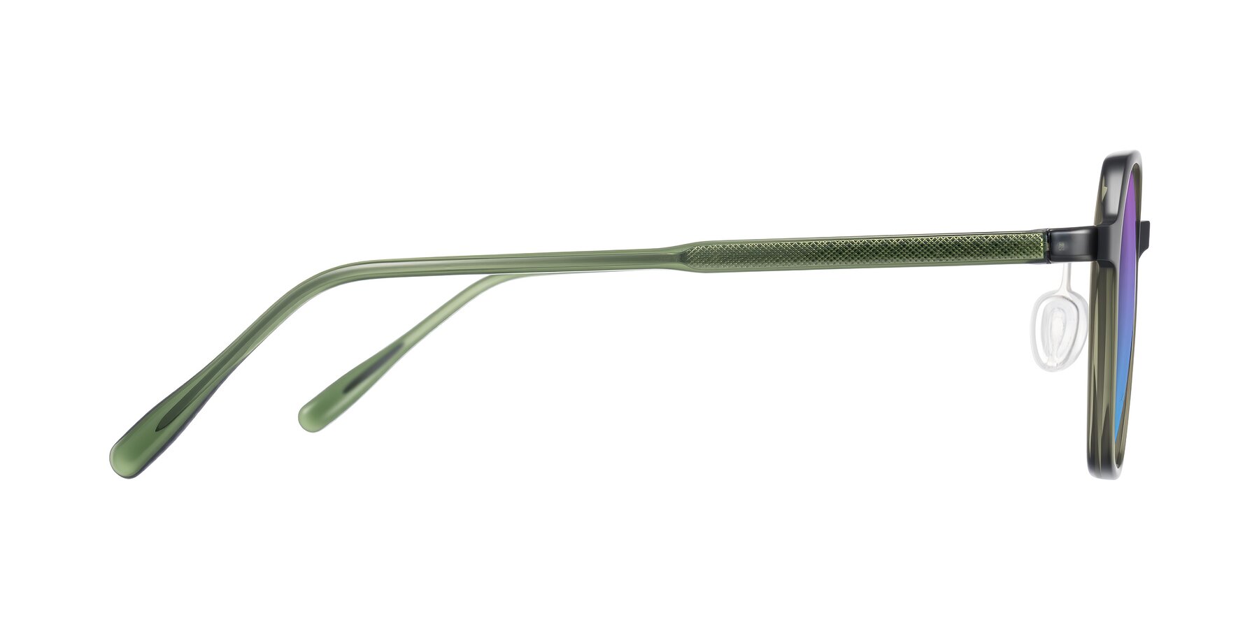 Side of Alston in Dark Green with Purple / Blue Gradient Lenses
