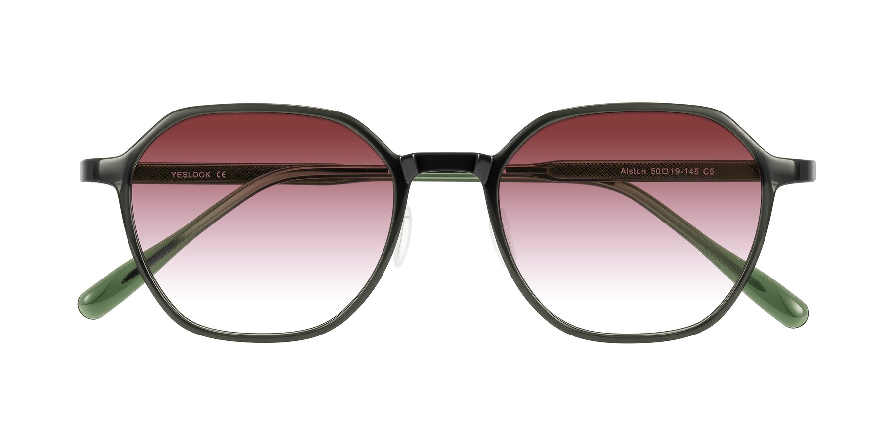 Folded Front of Alston in Dark Green with Garnet Gradient Lenses