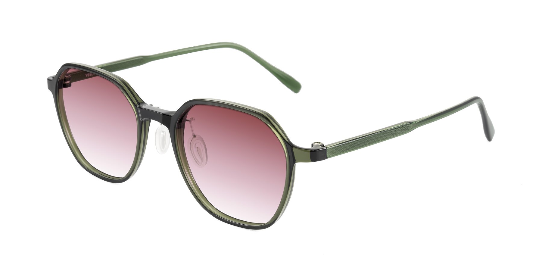 Angle of Alston in Dark Green with Garnet Gradient Lenses