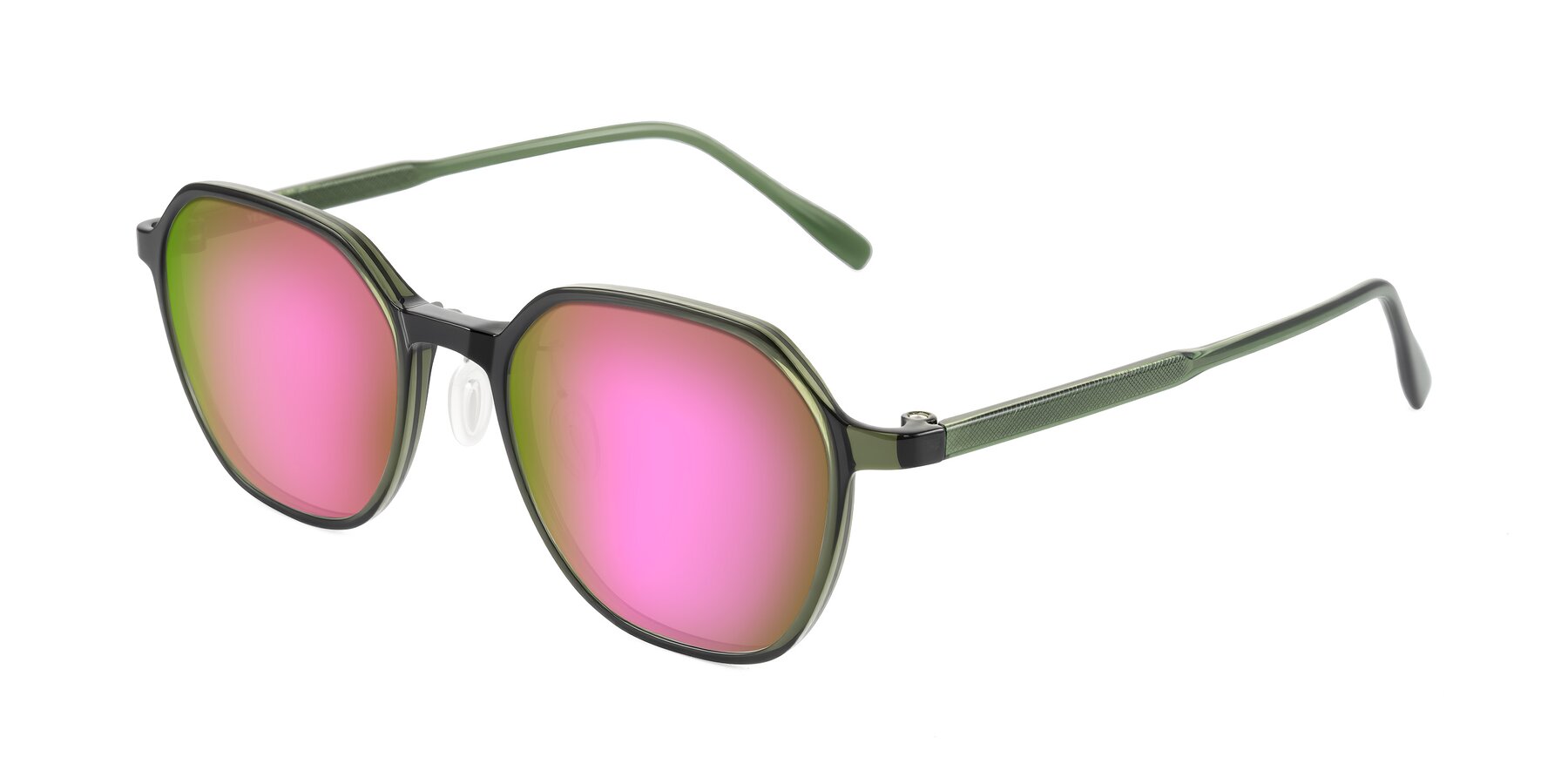 Angle of Alston in Dark Green with Pink Mirrored Lenses