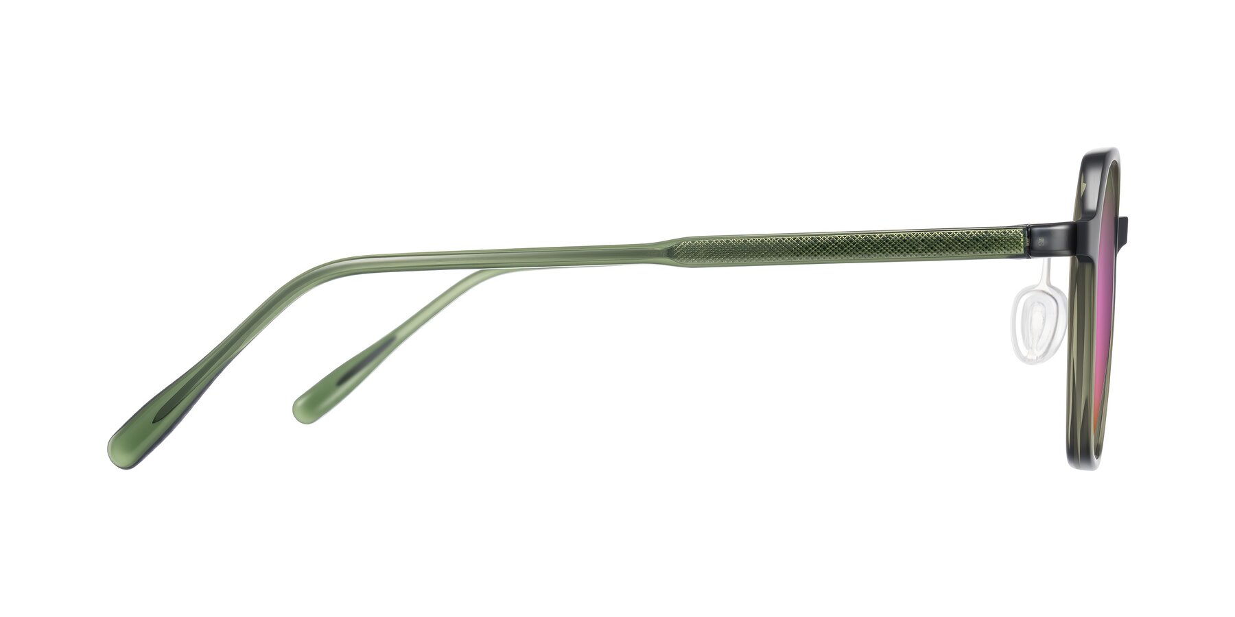 Side of Alston in Dark Green with Pink Mirrored Lenses