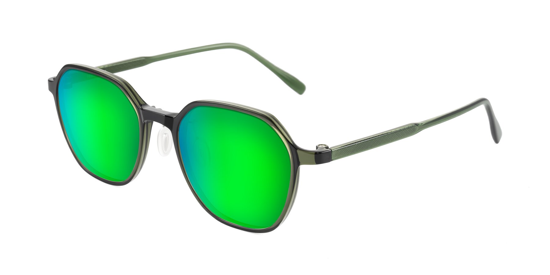 Angle of Alston in Dark Green with Green Mirrored Lenses