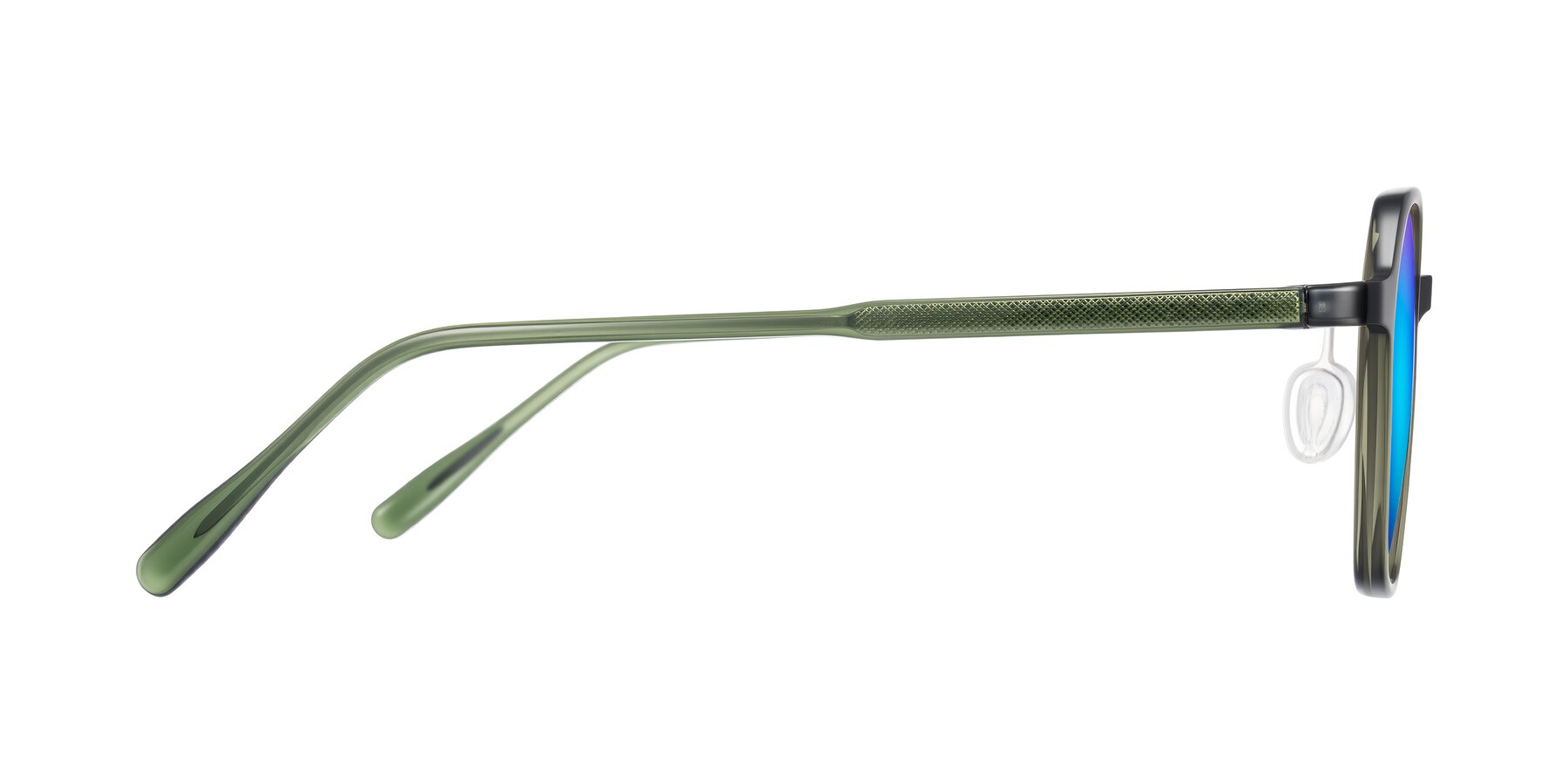 Side of Alston in Dark Green with Blue Mirrored Lenses