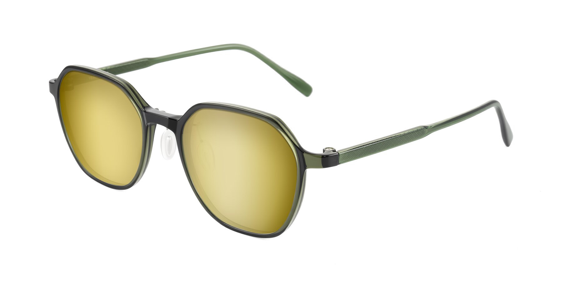 Angle of Alston in Dark Green with Gold Mirrored Lenses
