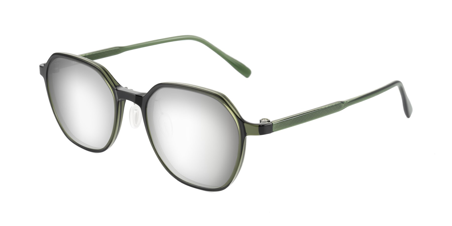 Angle of Alston in Dark Green with Silver Mirrored Lenses