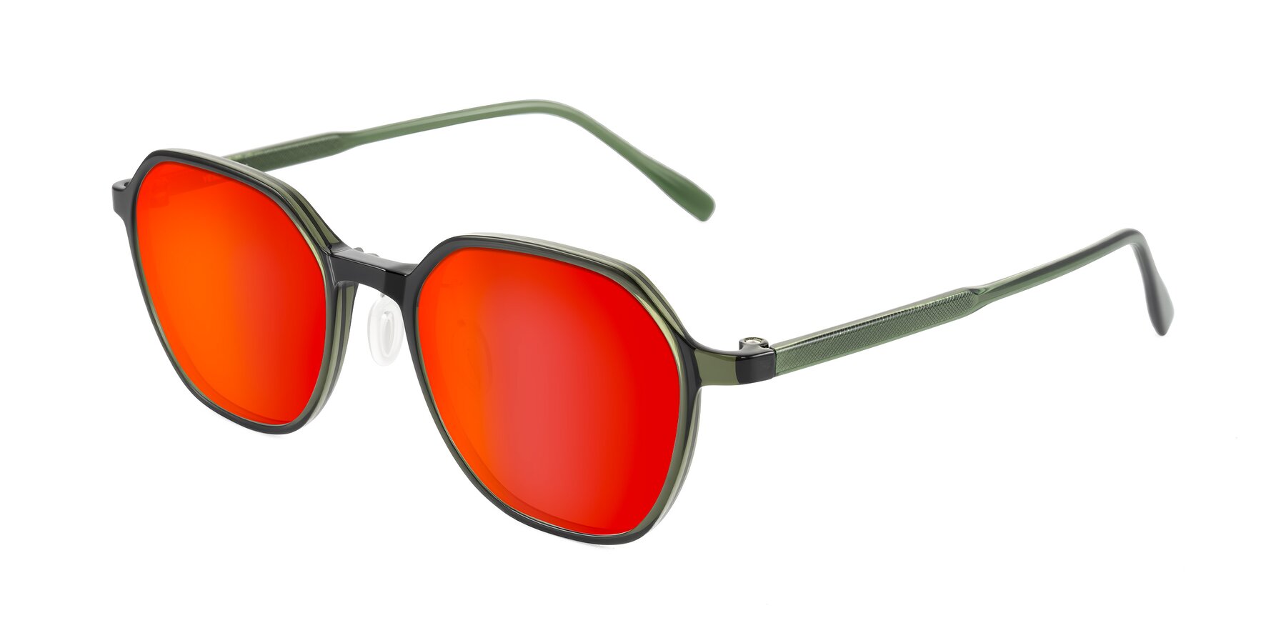 Angle of Alston in Dark Green with Red Gold Mirrored Lenses
