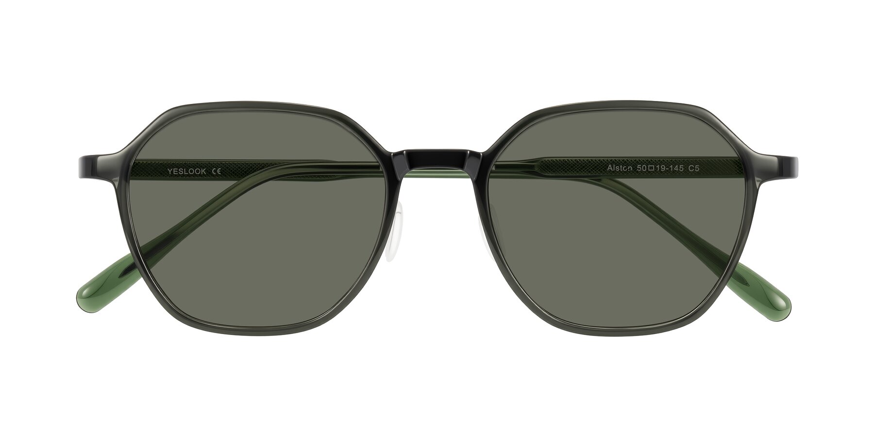 Folded Front of Alston in Dark Green with Gray Polarized Lenses