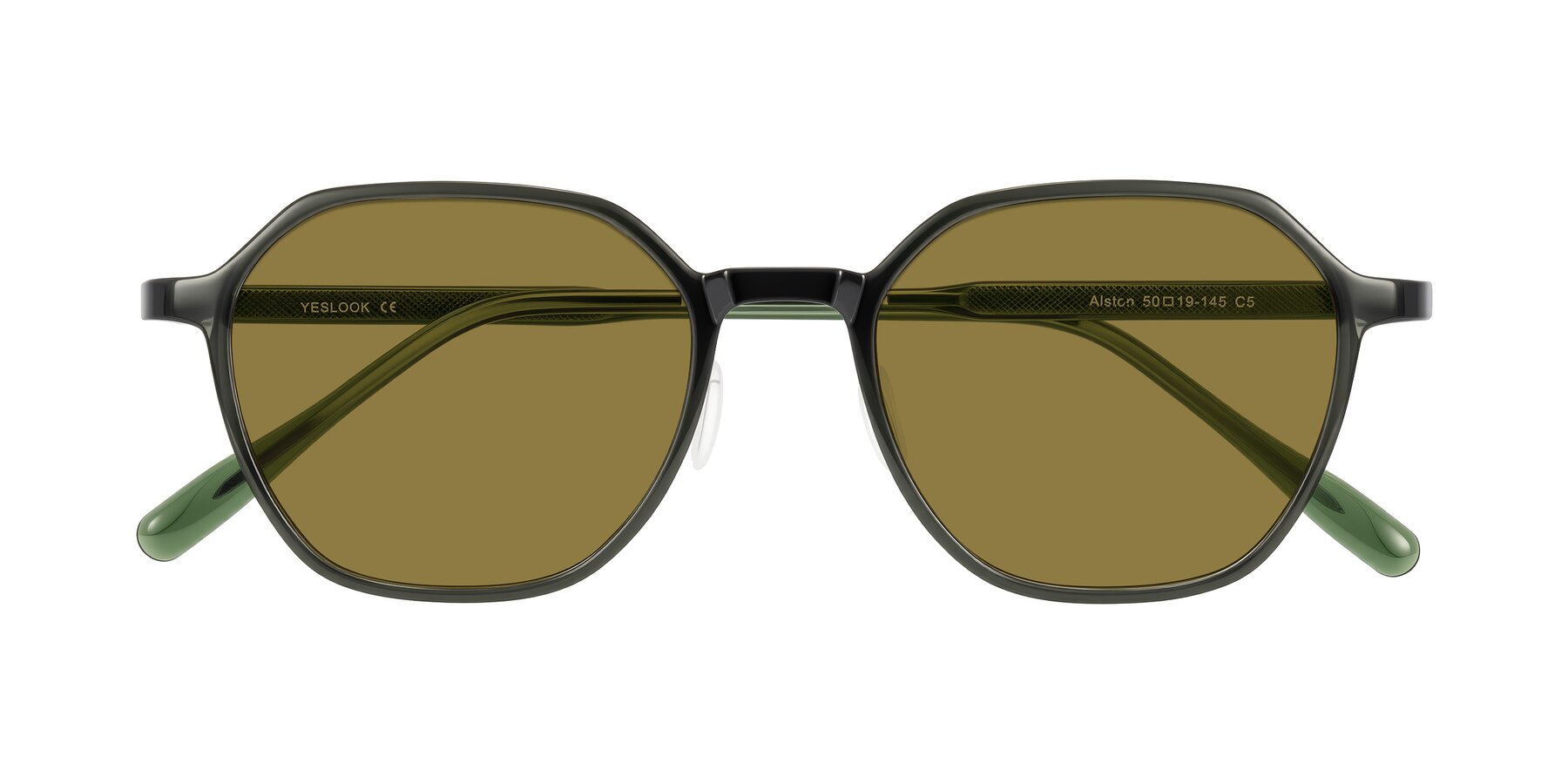 Folded Front of Alston in Dark Green with Brown Polarized Lenses