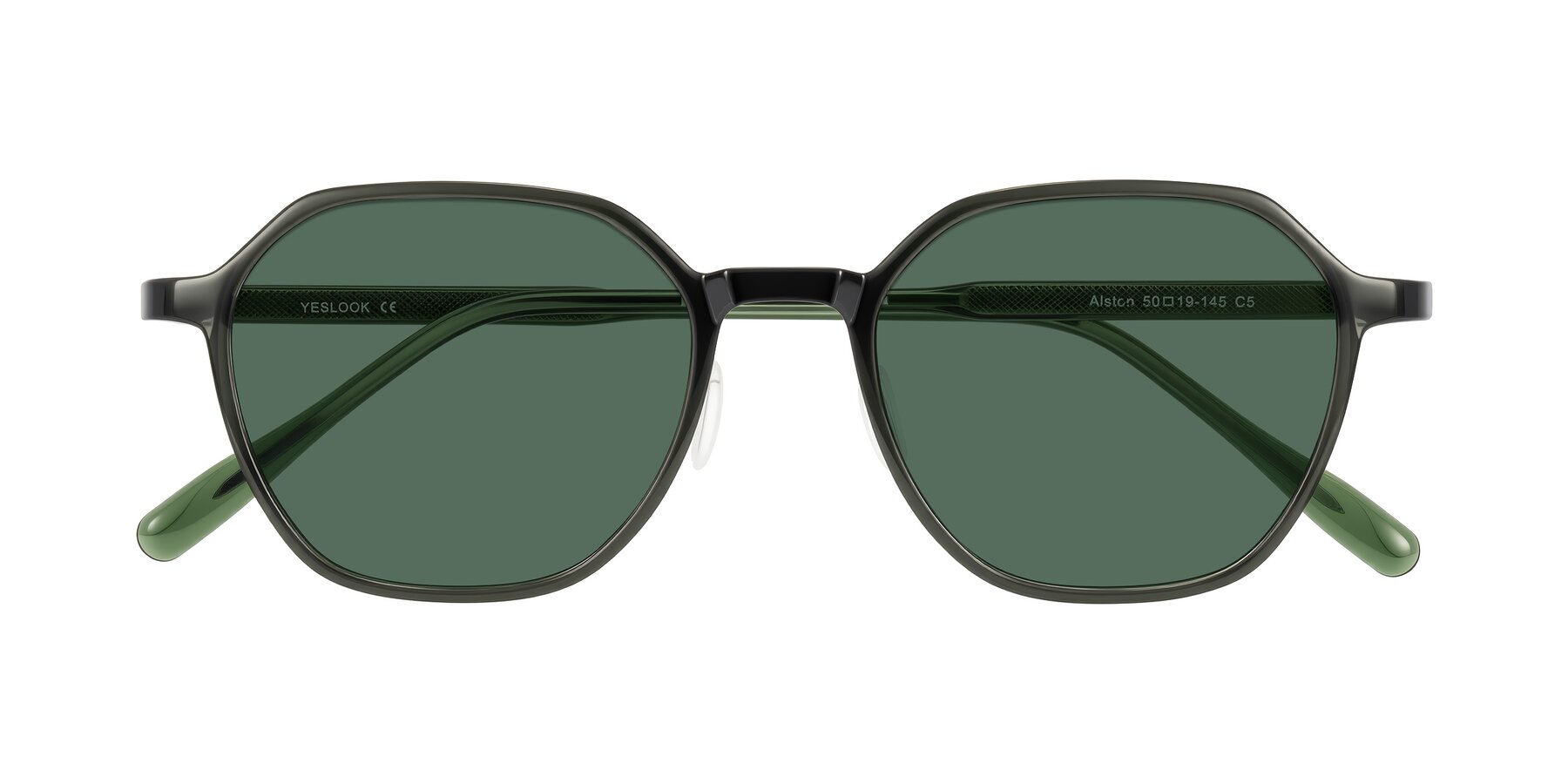 Folded Front of Alston in Dark Green with Green Polarized Lenses