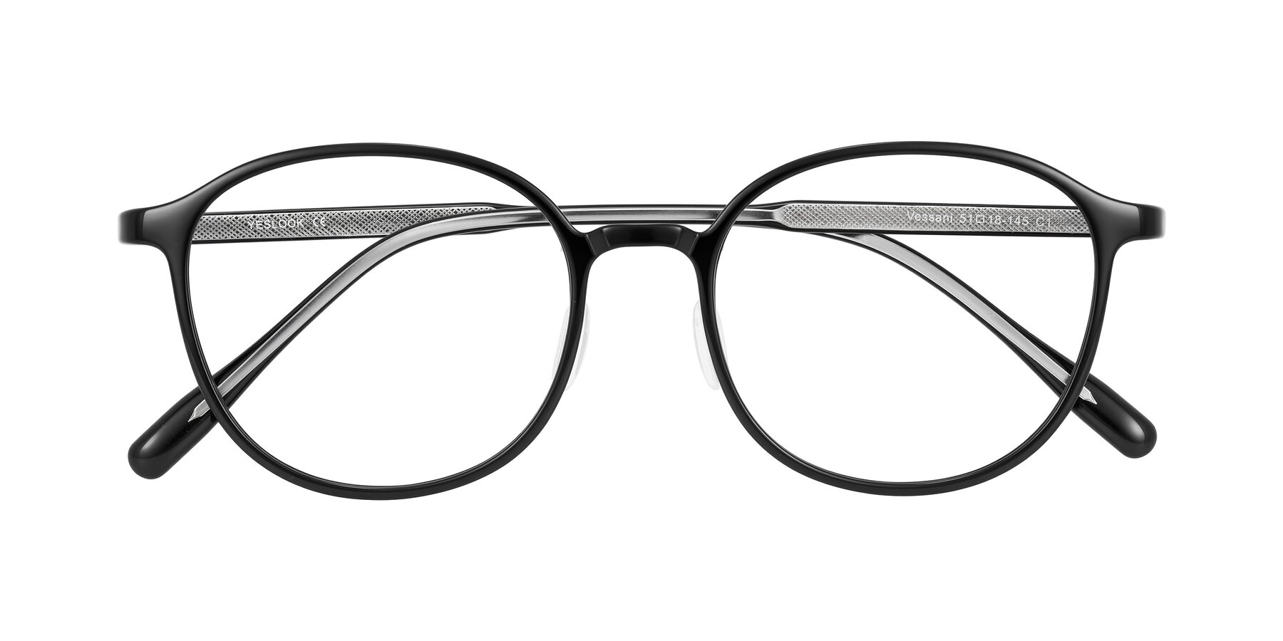 Folded Front of Vessani in Black with Clear Eyeglass Lenses