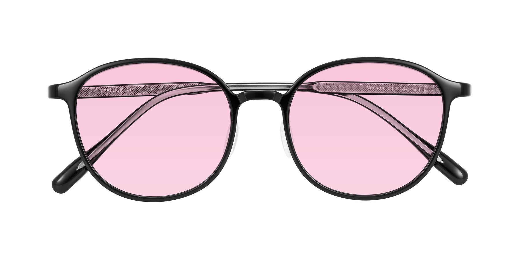 Folded Front of Vessani in Black with Light Pink Tinted Lenses