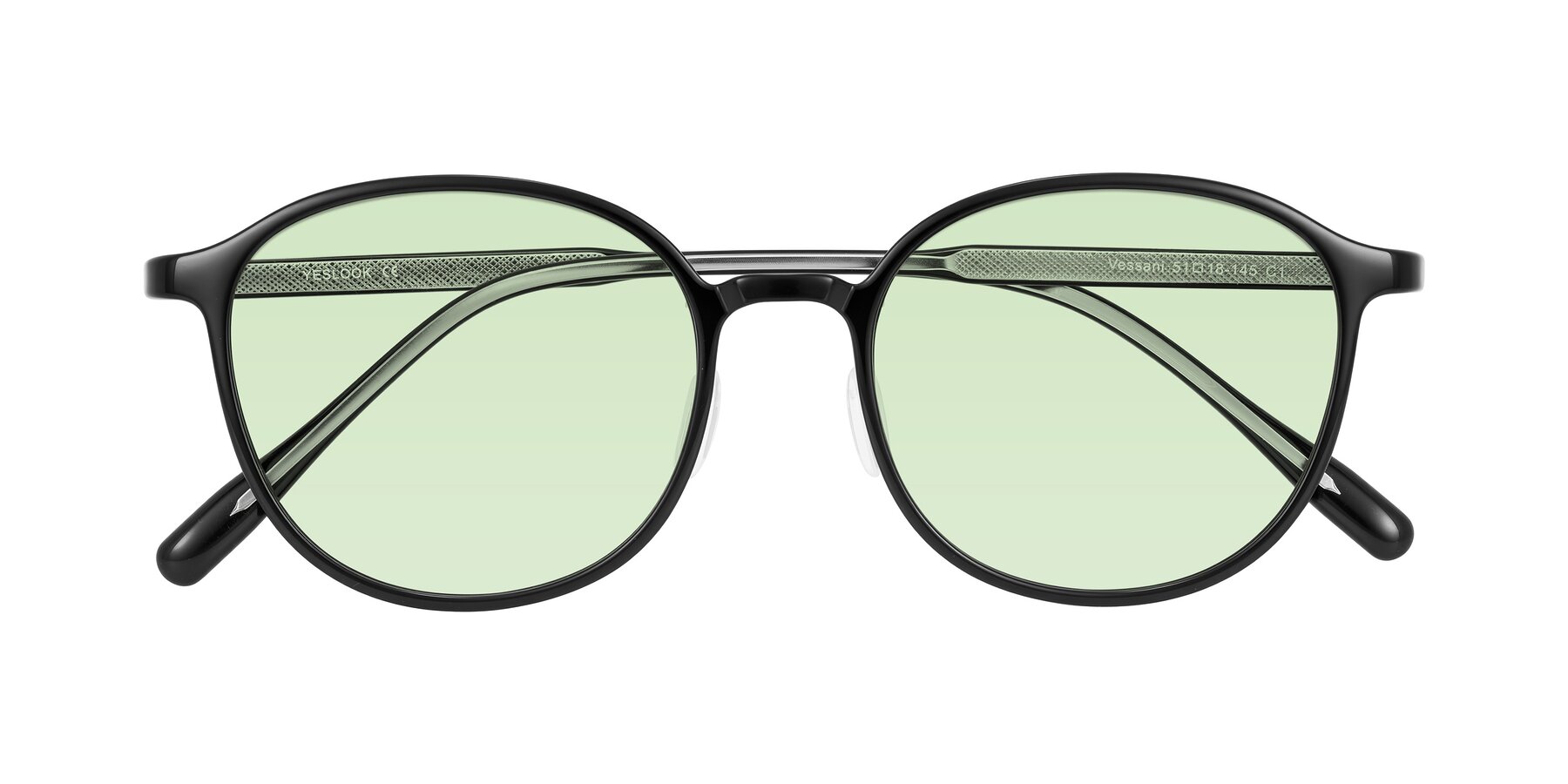 Folded Front of Vessani in Black with Light Green Tinted Lenses