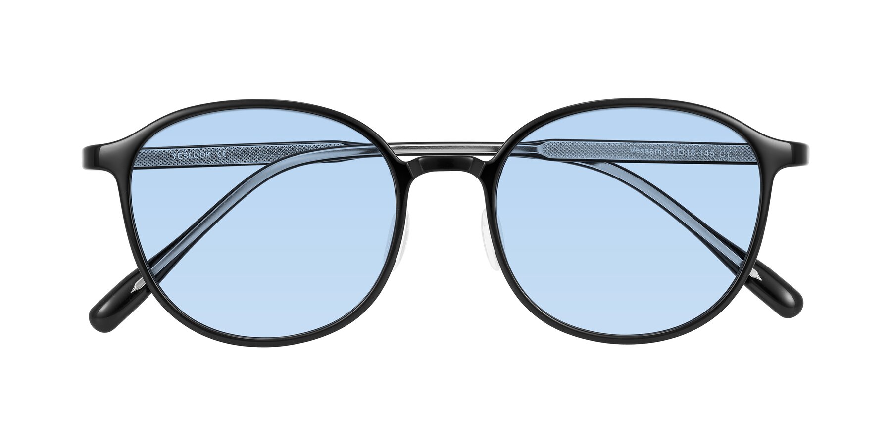 Folded Front of Vessani in Black with Light Blue Tinted Lenses