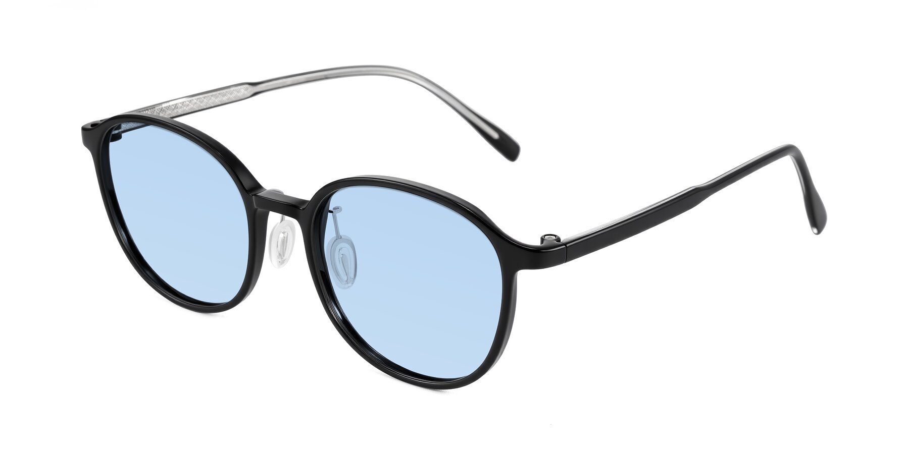 Angle of Vessani in Black with Light Blue Tinted Lenses