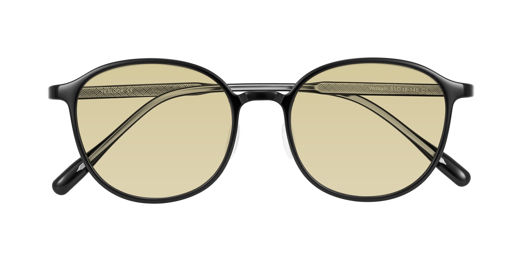 Folded Front of Vessani in Black with Light Champagne Tinted Lenses